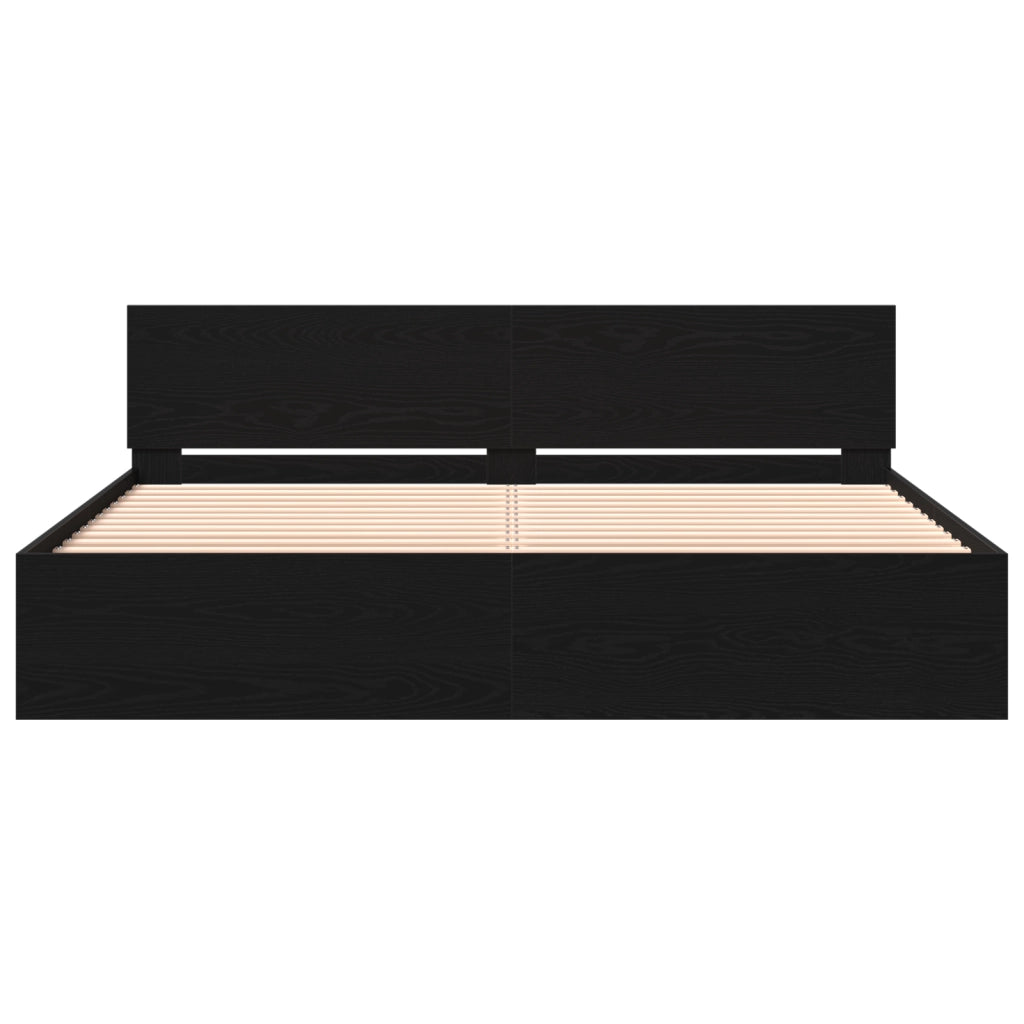Struttura letto con testata rovere nero 180x200 cm legno ingegnerizzato