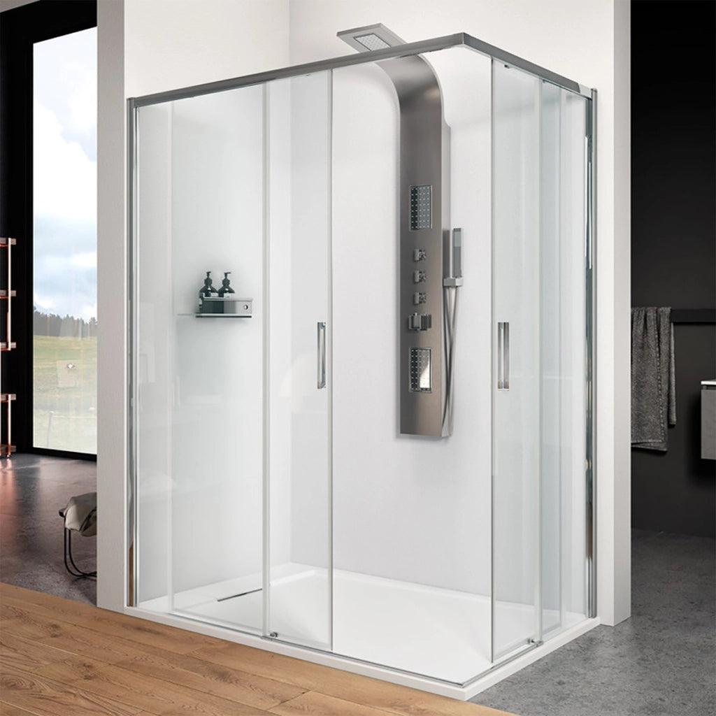 Box doccia due lati scorrevole trasparente 6mm h195cm unico, misura 90x90