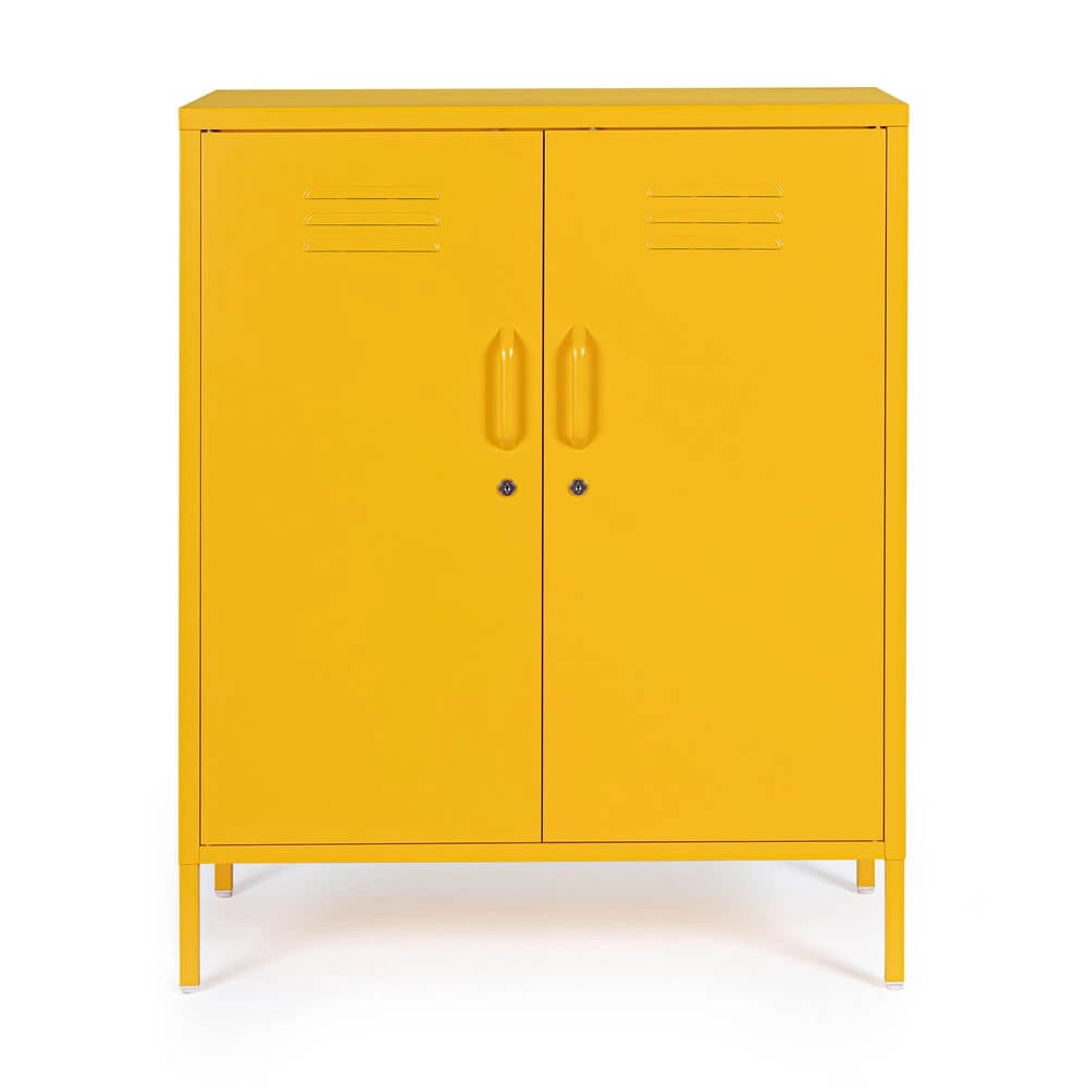 Credenza in Acciaio a 2 Ante Stile Industriale con Ripiani - CLIFTON