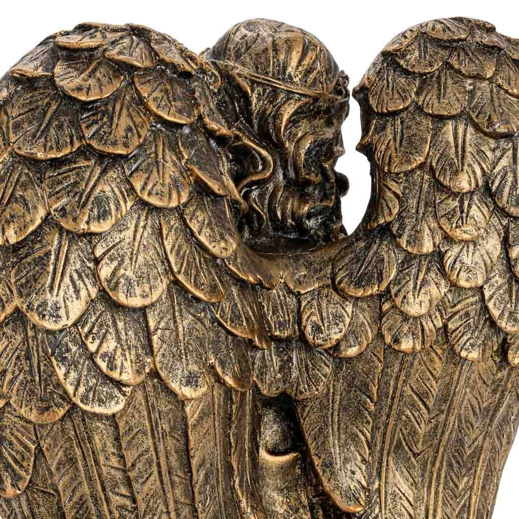 Statuetta decorativa a forma di angelo in metallo placcato oro 25,5x21,5x26h cm