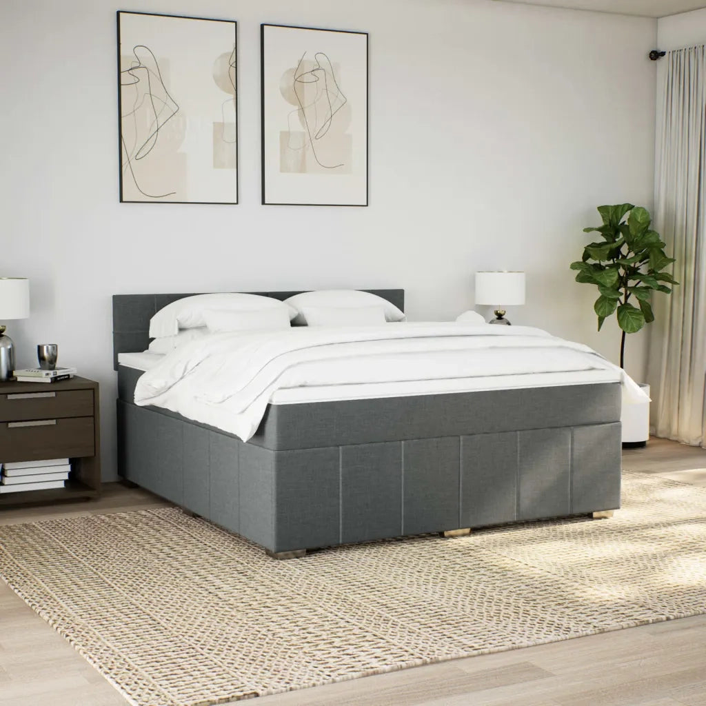 Giroletto a Molle con Materasso Grigio Scuro 180x200 cm Tessuto