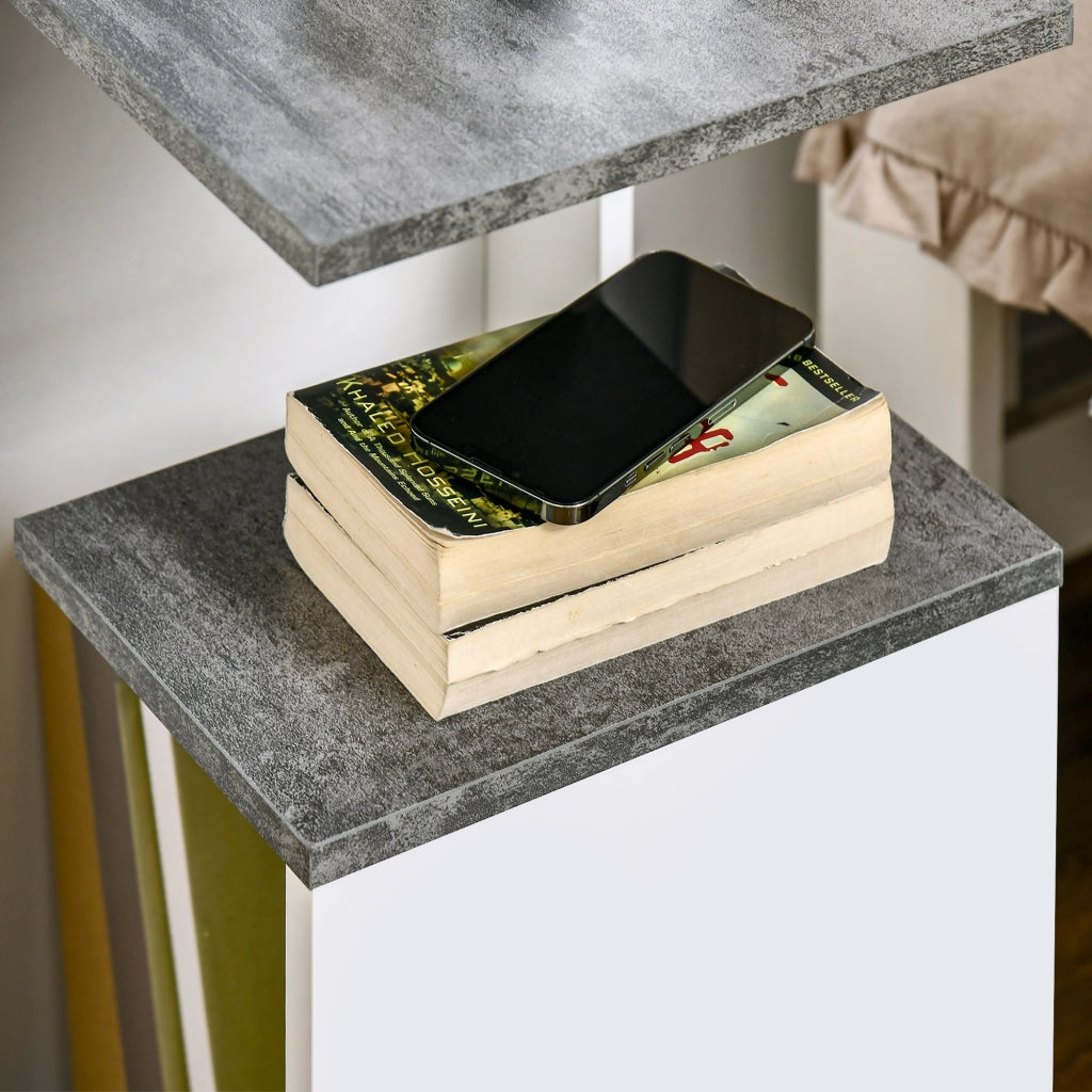 Comodino ¨C zephmum ¨C Grigio e Bianco 35x29,5x60 cm