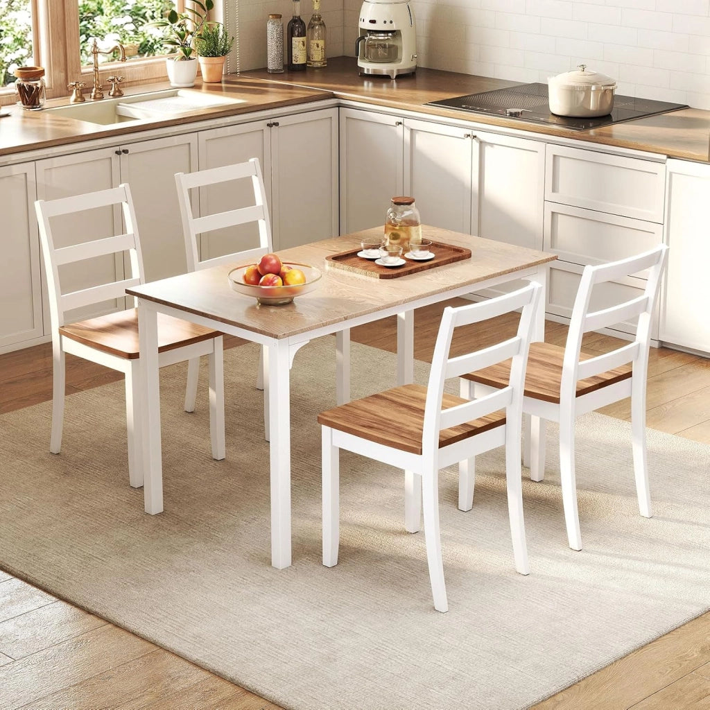Set di 4 Sedie da Pranzo in Legno, Portata 180 kg, Sedia da Cucina in Stile Fattoria con Schienale Alto Curvo, Senza Braccioli per Sala da Pranzo, Cucina e Ristorante, 40 x 40 x 85 cm (4)