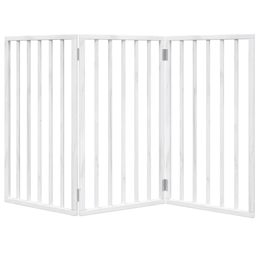 Cancelletto di sicurezza pieghevole a 3 pannelli per cani 150 cm legno di pioppo bianco 02_0023074
