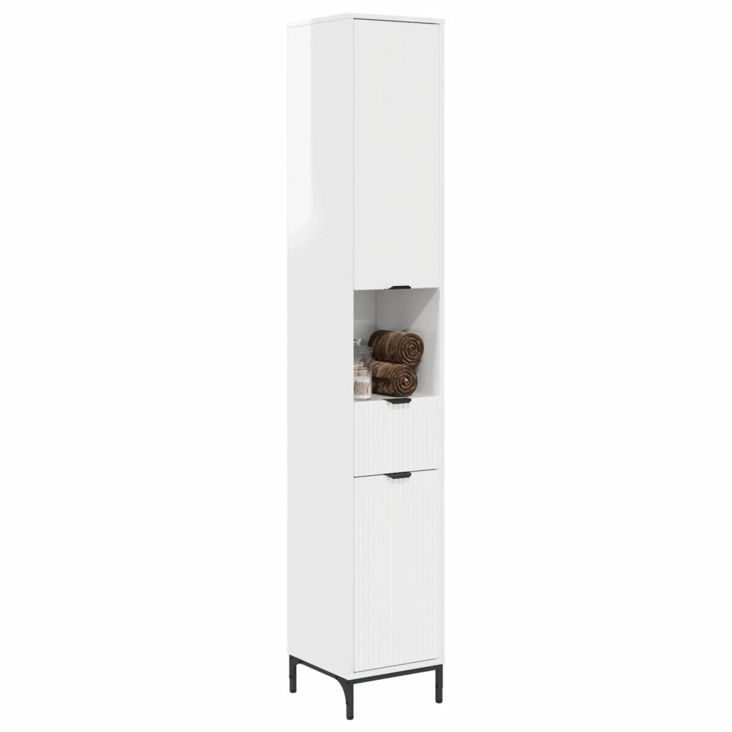 Mobile da Bagno con cassetto Bianco Lucido 31,5 x 33 x 190 cm 883408