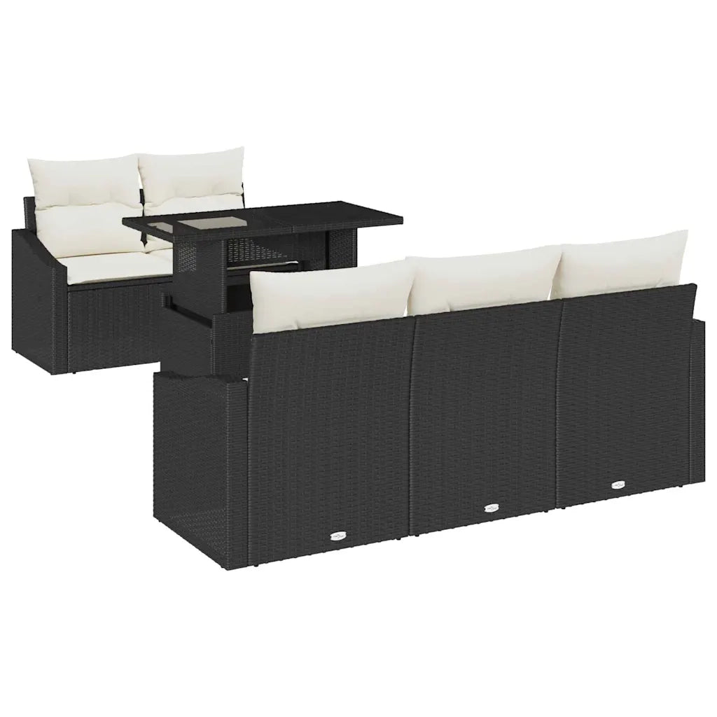 Set Divano da Giardino con archiviazione 6 pcs Nero Poly Rattan 3357650