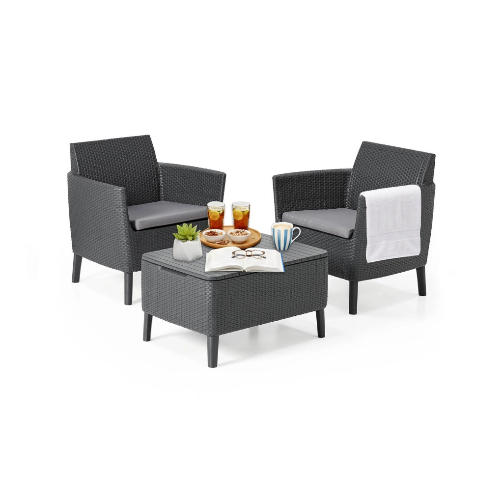 Set salotto da esterno Granby, Salottino outdoor, Set da balcone o giardino, Composizione soggiorno per esterni, 79x67 h76 cm, Antracite