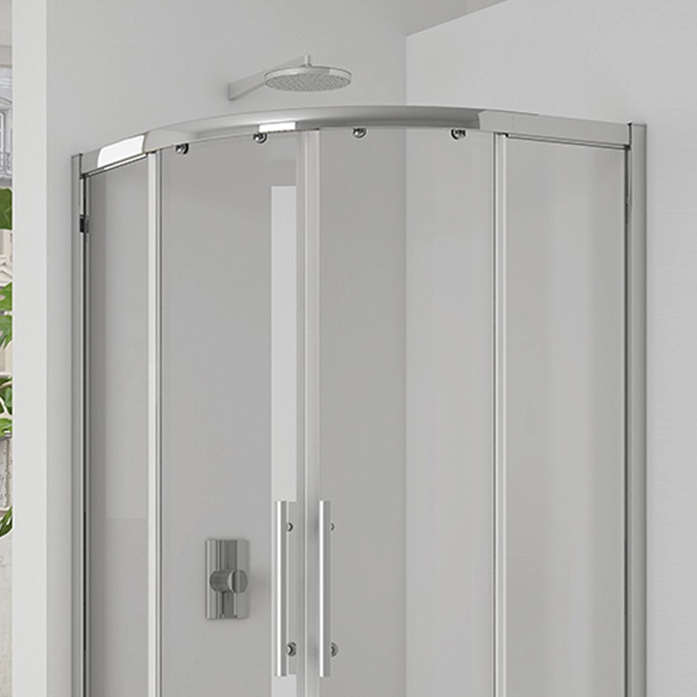 Box doccia semicircolare 87-89*87-89 cm new plus,vetro trasparente 6 mm, 1,95 h, cerniere sganciabili