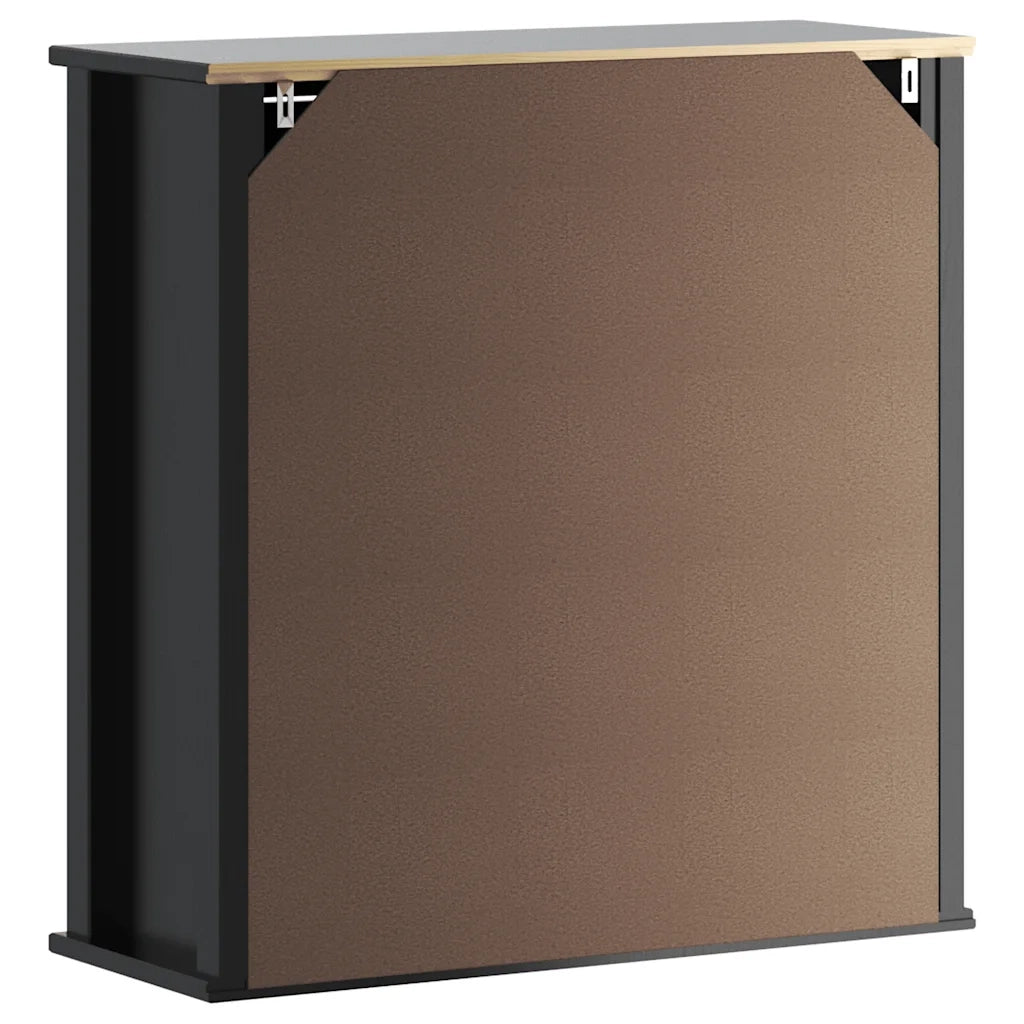 vidaXL Mobile da Bagno a Muro BERG Nero 69,5x27x71,5cm Legno Massello
