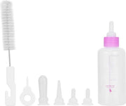 Bottiglia per l'allattamento dei piccoli - Set di allattamento per mammelle con spazzola per mammelle per cuccioli - Bottiglia per l'allattamento in materiale ecocompatibile 60ml (rosa).