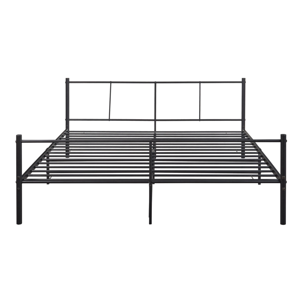 Letto Matrimoniale Laos con Materasso 180x200 cm Letto in Acciaio con Testiera e Pediera - Nero [en.casa]