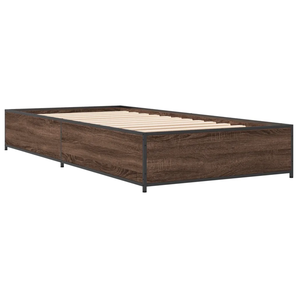 Giroletto-Struttura Letto Rovere Marrone 75x190 cm Legno Multistrato e Metallo 100913