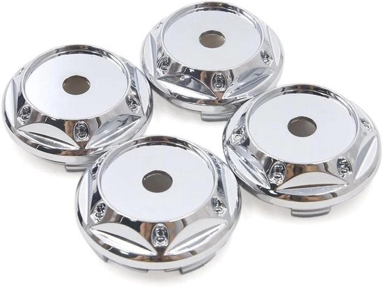 Set di 4 coperture di protezione per cerchi in argento per auto, diametro 68 mm