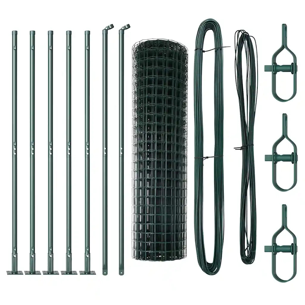 Recinzione da Giardino | Recinzione con Posto Verde 1 x 10 m Acciaio e PVC