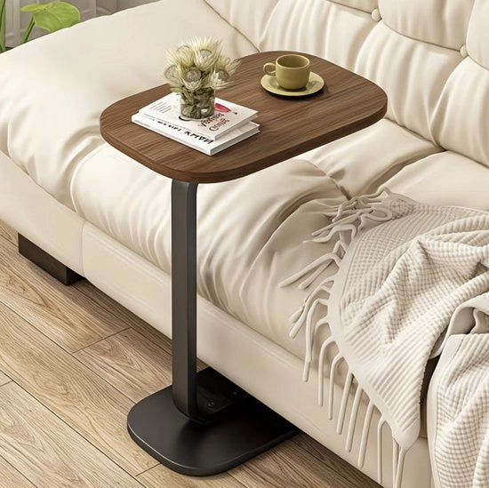 Tavolo da salotto a forma di C compatta e spazievitore, adatto per soggiorno, camera da letto, balcone o camper - stile retro arredo