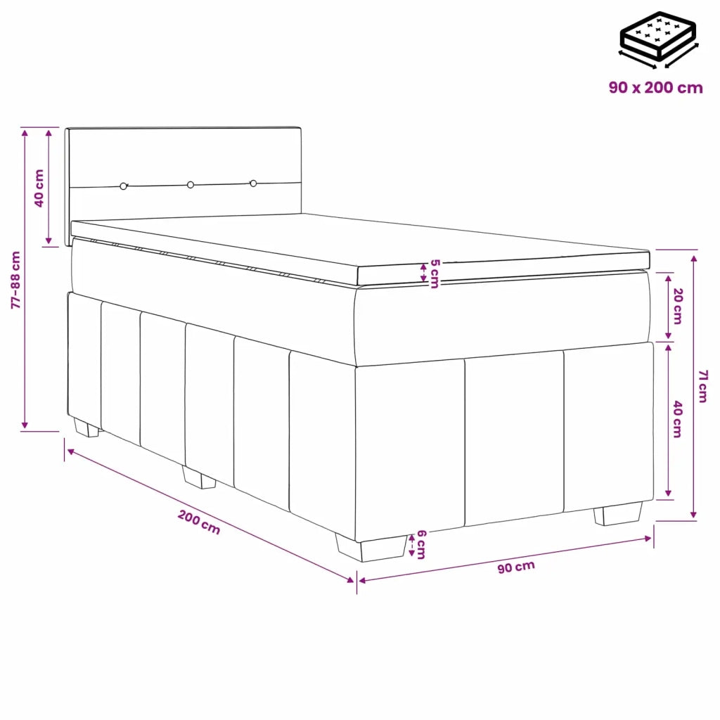 Letto box spring con materasso Blu 90 x 200 cm Tessuto 3451128