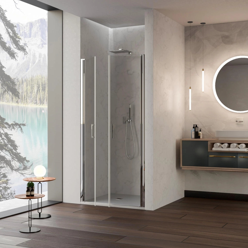 Porta Parete Doccia 80 cm 2 Ante Saloon in Cristallo Trasparente 6mm H195 Bonussi Julia