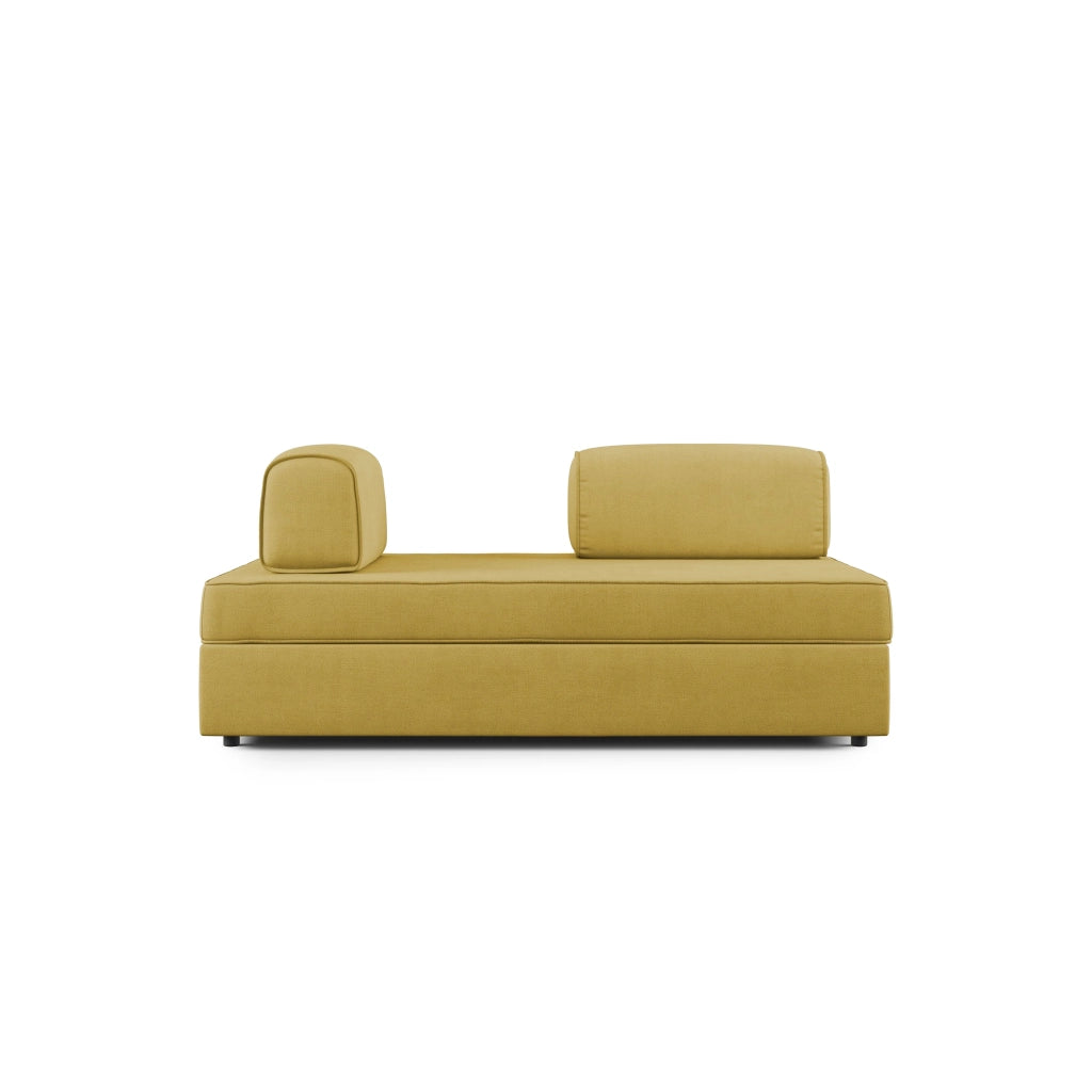 Liberty Divano con pouf estraibile e schienali movibili in tessuto morbido impermeabile T02 160 cm giallo