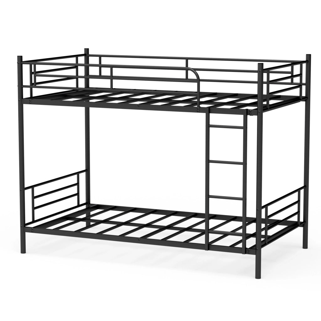 Letto a castello in acciaio nero 90 x 190 cm con scala e parapetto