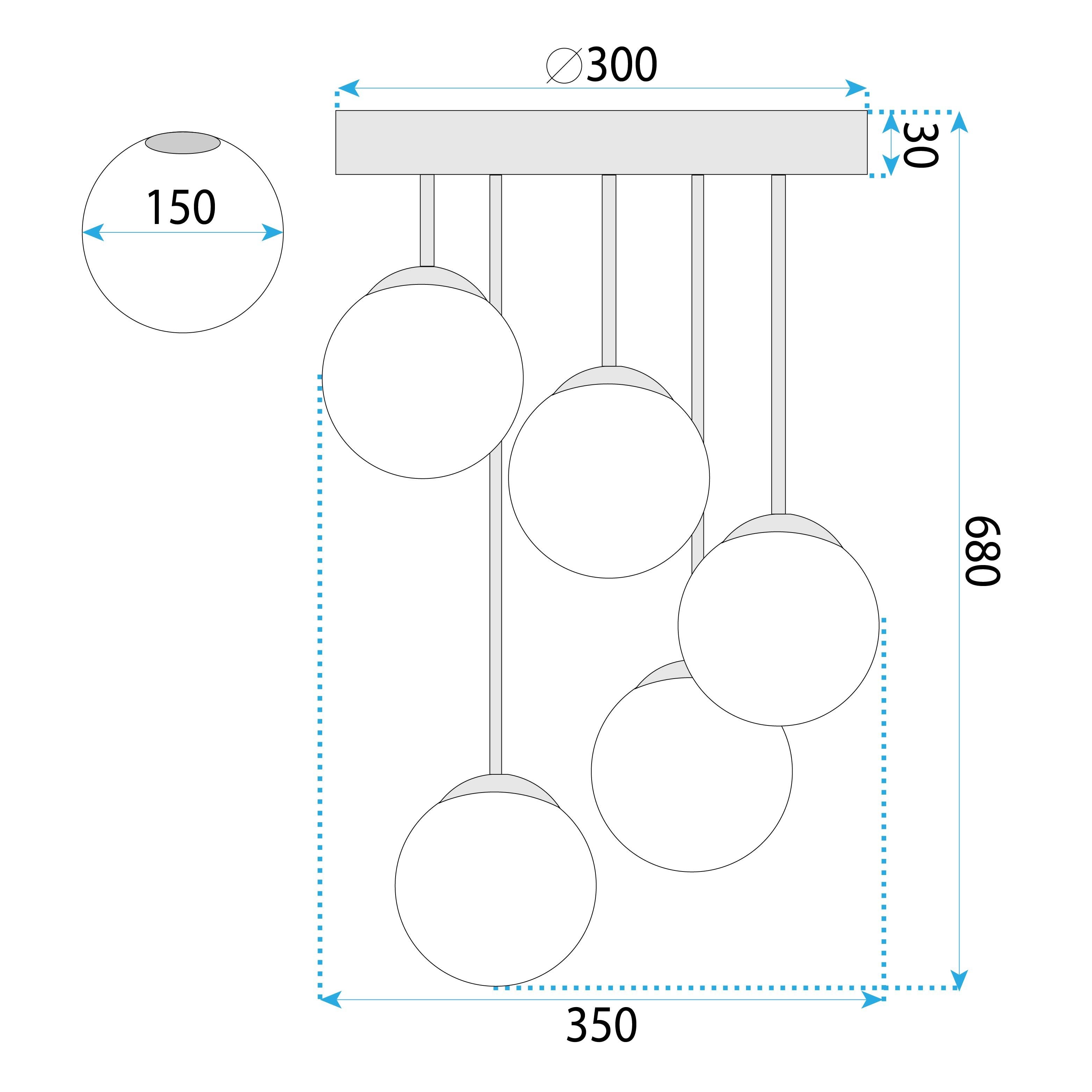 Lampada APP1816-5CPR Black