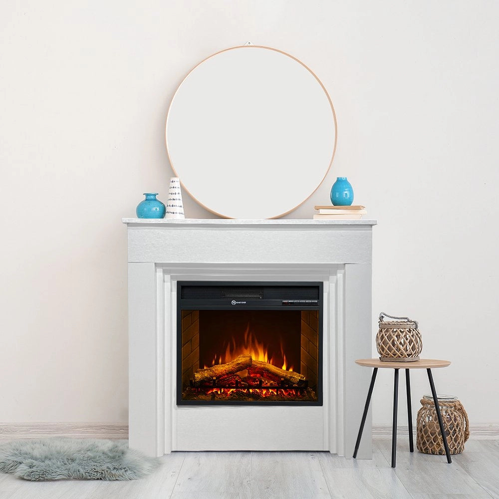 Caminetto Alfaedo, Camino Elettrico Superficie Riscaldabile 30 m2, 96x35x96h cm Bianco
