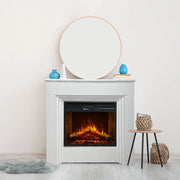 Caminetto Alfaedo, Camino Elettrico Superficie Riscaldabile 30 m2, 96x35x96h cm Bianco