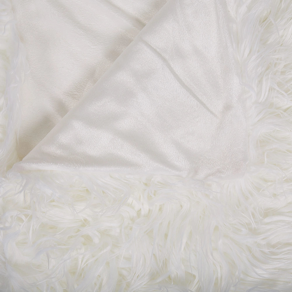 Copripiumino bianco 200 x 220 cm in pelliccia sintetica shaggy fuzzy camera da letto