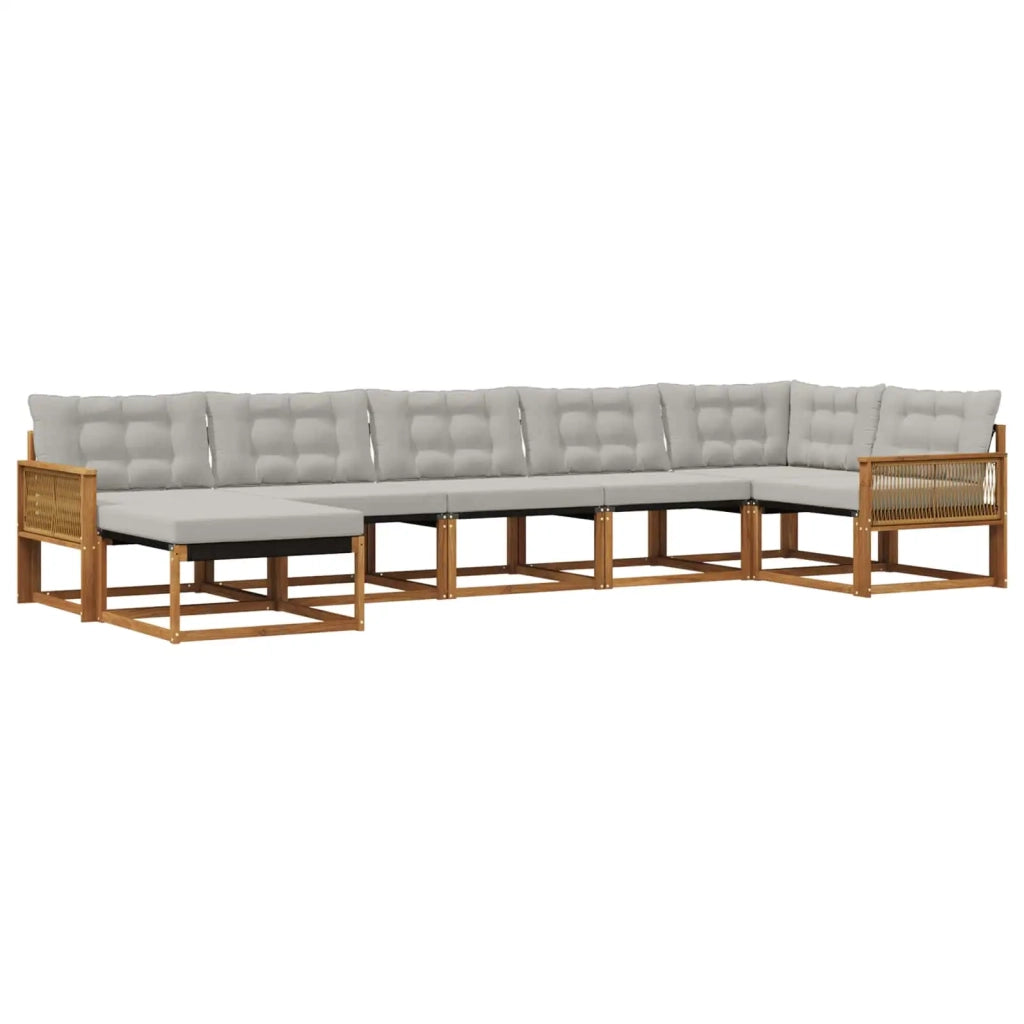 Set di divani da esterno 7 pz Naturale e Grigio Chiaro 3381571
