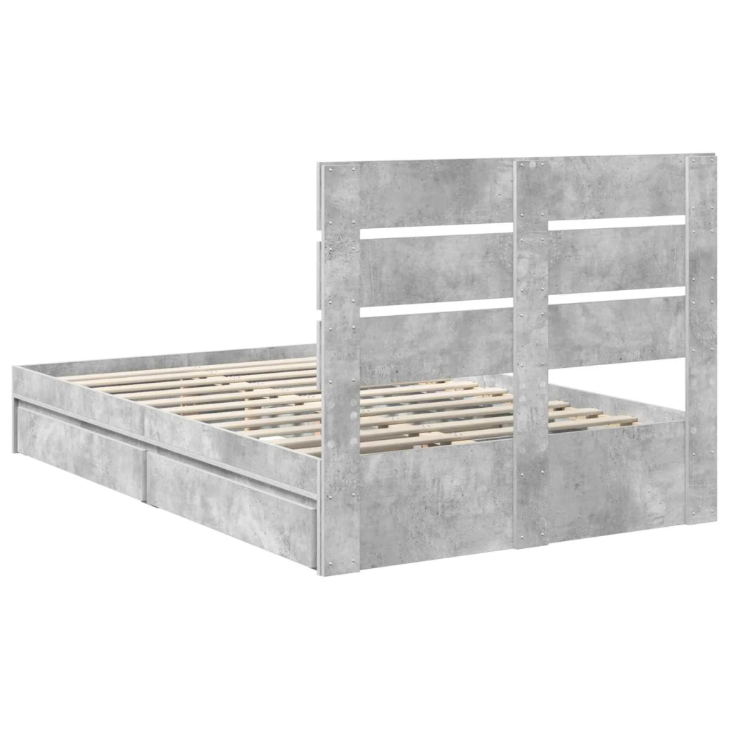 Letto con Contenitore con testiera Grigio cemento 135 x 190 cm 3411905