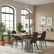 Set di 4 sedie da pranzo imbottite in tessuto grigio scuro Erythea con struttura in metallo facili da pulire | Duzzle
