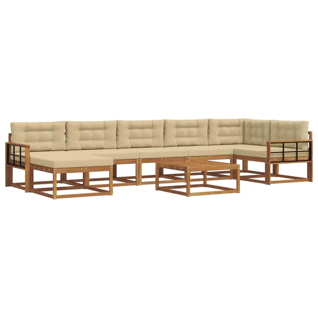 Set di divani da esterno con cuscino 8 pcs Naturale e Beige