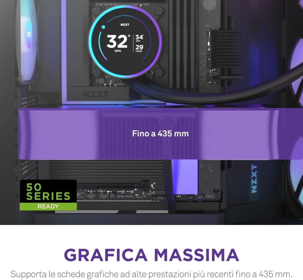 H9 Flow RGB+ (2025) – Grande Case PC ATX Mid-Tower a Doppia Camera per Flusso d'Aria – Include 7 ventole RGB (6 x 140mm, 1 x 120mm) e hub di controllo – Nero
