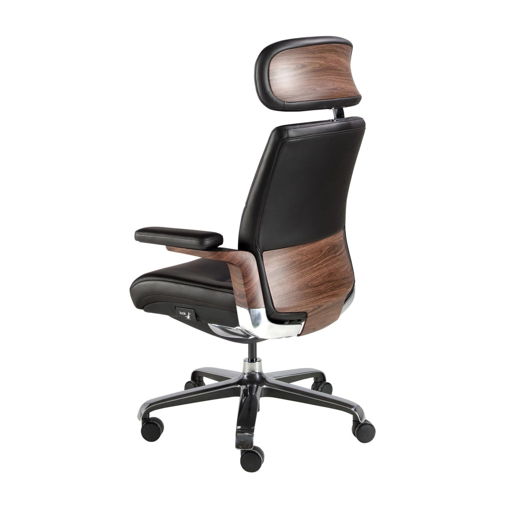 Sedia girevole da ufficio in similpelle nera