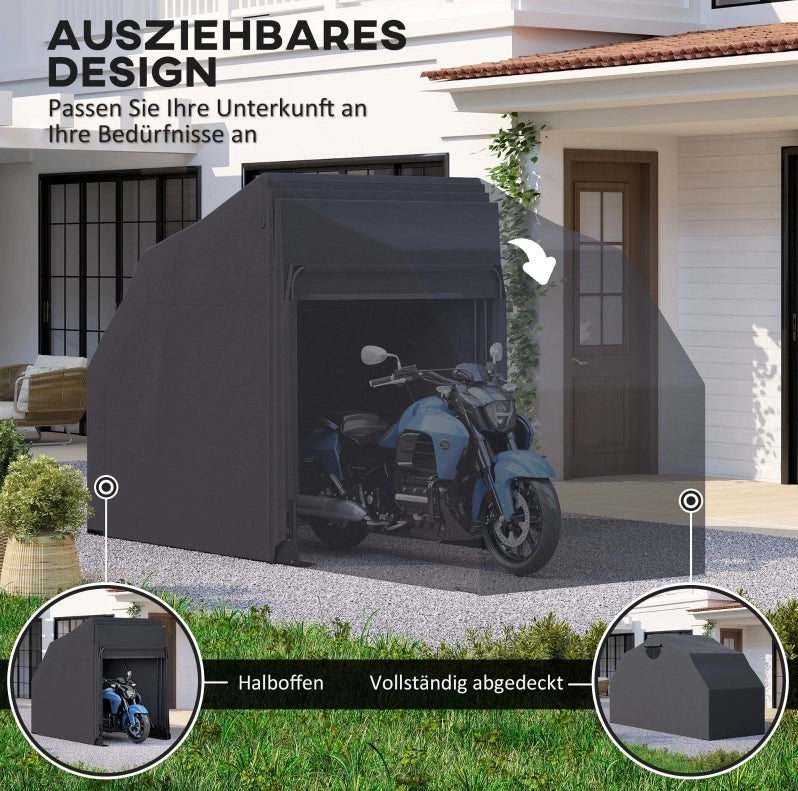 Ricovero pieghevole per 2 moto 345x135x191 cm nero