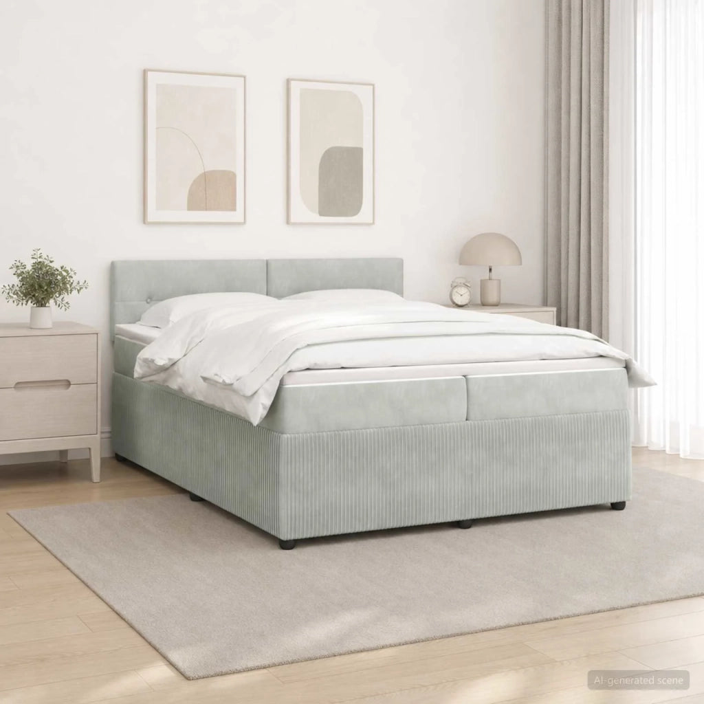 Letto box spring con materasso Grigio Chiaro 200 x 200 cm 3453209