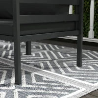 Set da Giardino 7 Pezzi in Acciaio e Poliestere con 5 Sedie con Cuscini e 2 Tavolini da Caffè, Grigio
