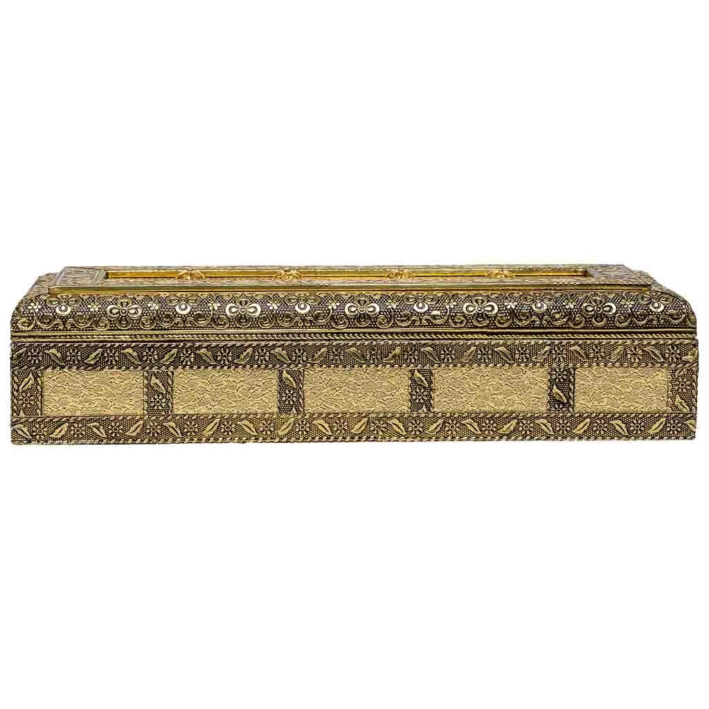 Portagioie in metallo dorato sbalzato 27x12x6h