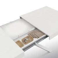 PAZZO DESIGN Tavolo Allungabile con Gambe Incrociate, Made in Italy, 140 x 90 x 74 cm, Bianco Frassinato con Gamba Bianca