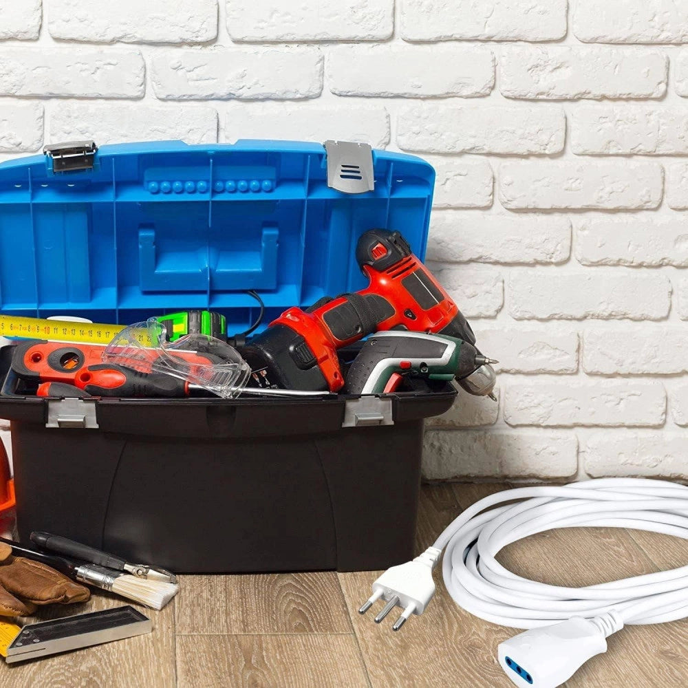 Trade Shop - Cavo Prolunga Elettrica Da 10 Mt Con Spina Da 16a Presa Bipasso 10a 16a Bianco -