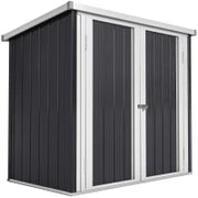 Casetta da Giardino in Lamiera di Acciaio con Doppia Porta, 147x86x134cm, Nero e Bianco