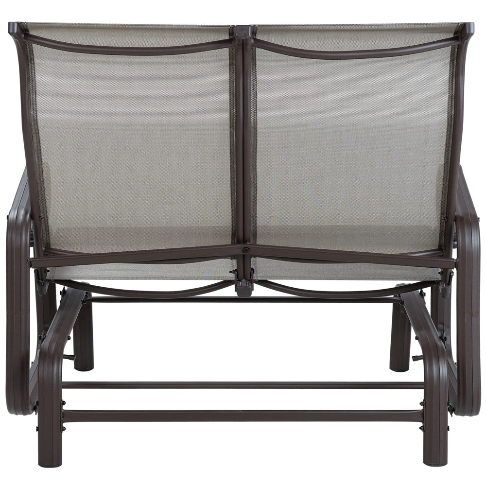 Panca a dondolo da giardino con struttura in alluminio marrone per esterni a 2 posti