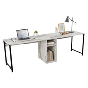Scrivania Violet, Scrittoio multiuso, Tavolo per ufficio porta PC, Piano di lavoro, 240x60 h74 cm, Marmo e Nero
