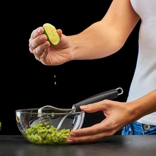 Stampa per guacamole e salse, in plastica e acciaio inossidabile, 22 cm, nero, 5 x 6 x 22 cm