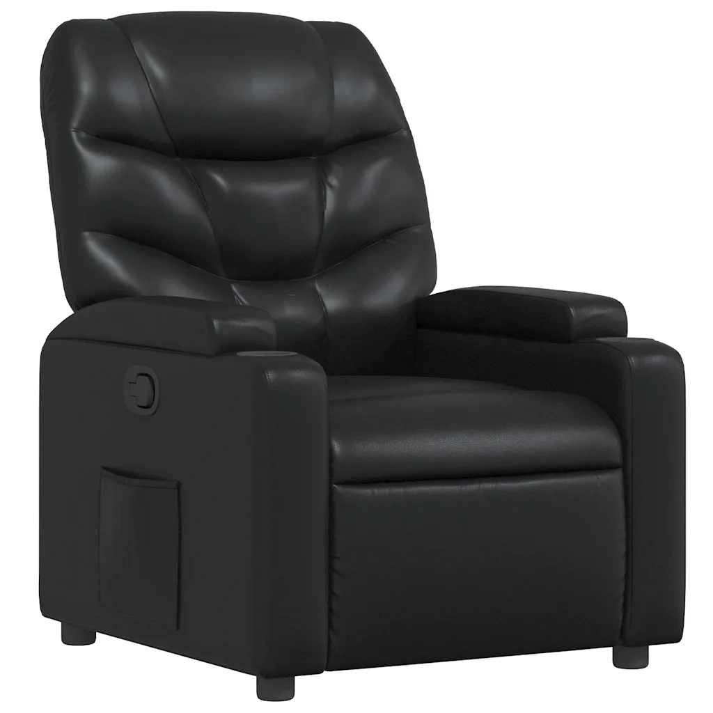 Divano Sedia-Poltrona reclinabile nera in similpelle 668754