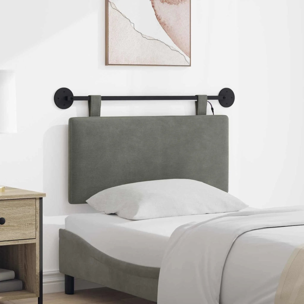 Testiera | Testata sospesa Con luce LED Grigio Chiaro Tessuto in Cords