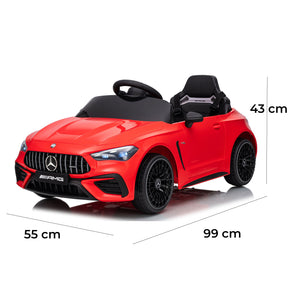 Macchina Elettrica per Bambini 12V Licenza Ufficiale Mercedes CLE53 Sedile in Pelle Rosso