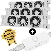 Set di Ventilazione per Radiatori 3 in 1 con Sensore a Tasto - Dimensione Universale - Silenzioso - Adatto per radiatori da 110 a 170cm - Bianco