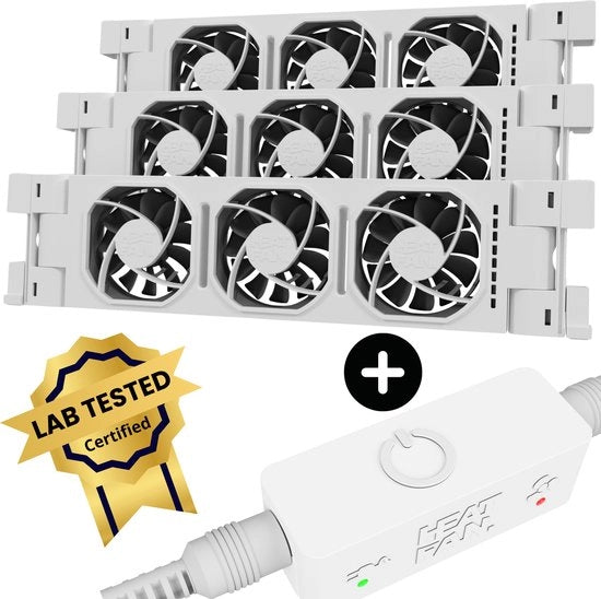 Set di Ventilazione per Radiatori 3 in 1 con Sensore a Tasto - Dimensione Universale - Silenzioso - Adatto per radiatori da 110 a 170cm - Bianco