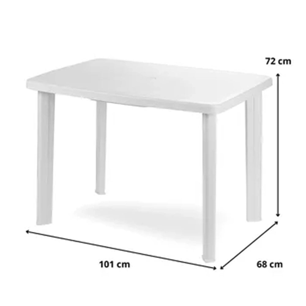 Trade Shop - Tavolo Da Giardino Rettangolare Bianco Arredo Esterno Resistente 101x68xh72cm 012138 -