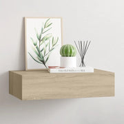 Scaffale con Cassetti da Parete Rovere 40x23,5x10 cm in MDF 330247